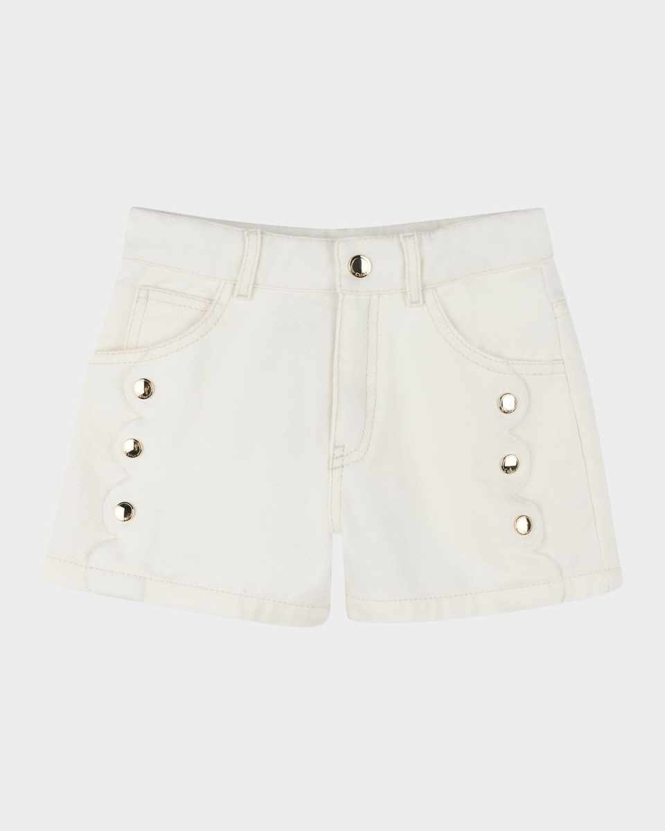 Girl's Denim Studded Shorts, Size 4-6